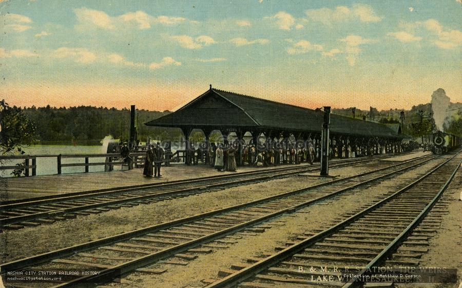 Postcard: Boston & Maine Railroad Station, The Weirs, Lake Winnipesaukee, New Hampshire